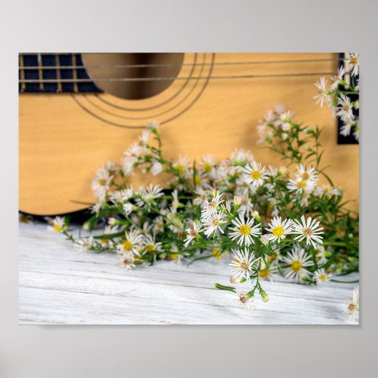 Gitarre und Wildblumen Poster (Vorne)