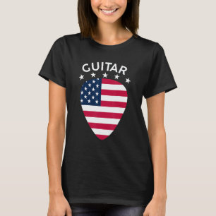 Gitarre US-Flagge Plektrum Gitarrist Musikspieler T-Shirt