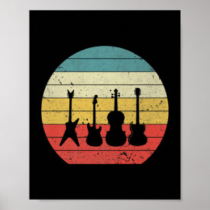 Gitarre Vintag Retro Sonnenuntergang Gitarre Poster