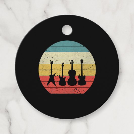 Gitarre Vintag Retro Sunset Gitarre Musikgeschenk Geschenkanhänger (Vorderseite)