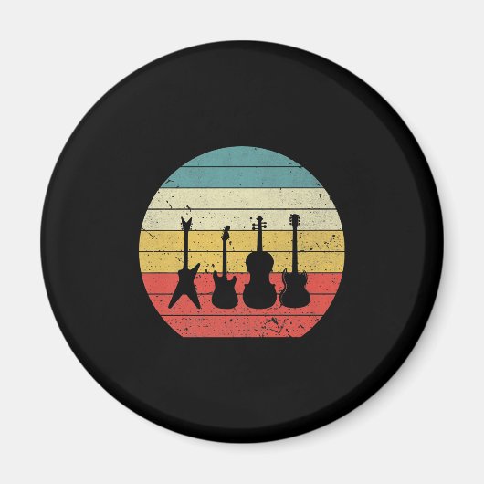 Gitarre Vintag Retro Sunset Gitarre Musikgeschenk Magnet (Vorne)