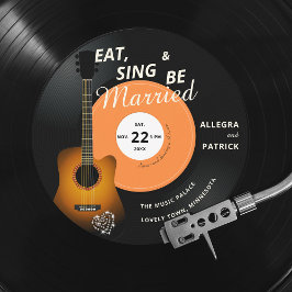 Gitarre Vinyl Record Music Themed Black Wedding Einladung