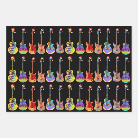 Gitarre Weihnachten Funny Psychedelic Festive Musi Geschenkpapier Set (Vorderseite)