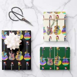Gitarre Weihnachten Funny Psychedelic Festive Musi Geschenkpapier Set