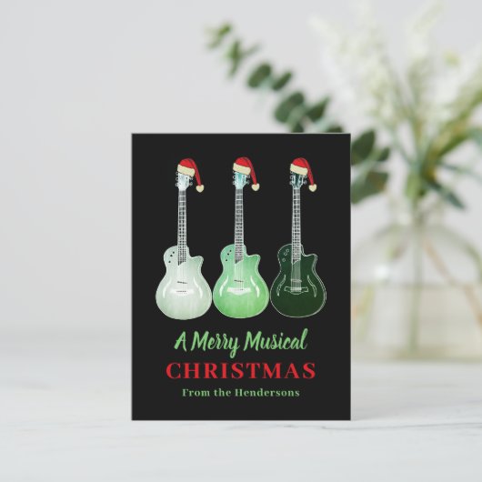 Gitarre Weihnachten Merry Musical Personalisiert (Stehend Vorderseite)