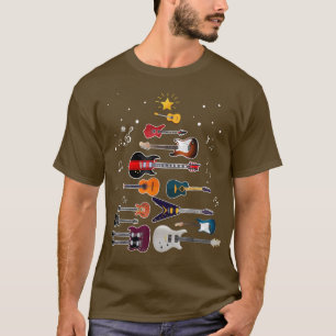 Gitarre Weihnachtsmann Hut Weihnachtsbaum Lustige T-Shirt