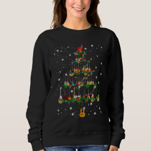 Gitarre Weihnachtsmannmütze Weihnachten Bäume Musi Sweatshirt