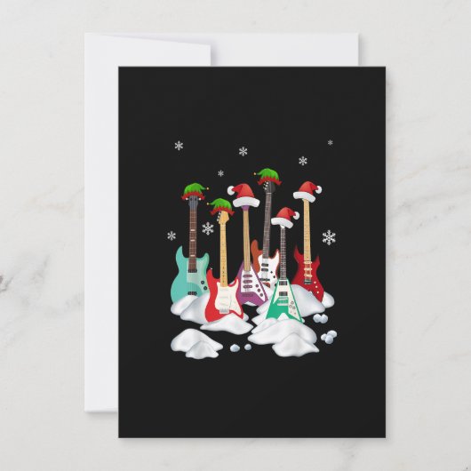 Gitarre Weihnachtsmannmütze Weihnachtsbaum Funny M Einladung (Vorderseite)