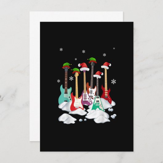 Gitarre Weihnachtsmannmütze Weihnachtsbaum Funny M Einladung (Vorne/Hinten)