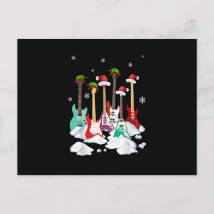Gitarre Weihnachtsmannmütze Weihnachtsbaum Funny M Postkarte