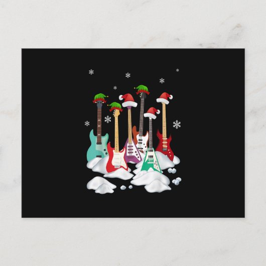 Gitarre Weihnachtsmannmütze Weihnachtsbaum Funny M Postkarte (Vorderseite)