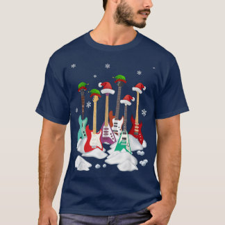 Gitarre Weihnachtsmannmütze Weihnachtsbaum Funny M T-Shirt