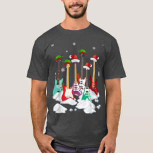 Gitarre Weihnachtsmannmütze Weihnachtsbaum Funny M T-Shirt