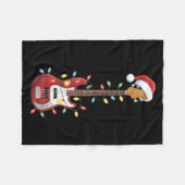 Gitarre Weihnachtsmannmütze Weihnachtsbeleuchtung Fleecedecke (Vorderseite (Horizontal))