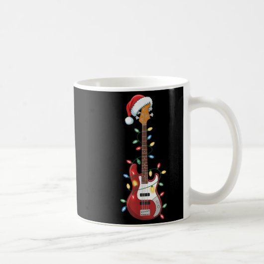 Gitarre Weihnachtsmannmütze Weihnachtsbeleuchtung Kaffeetasse (Rechts)