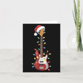 Gitarre Weihnachtsmannmütze Weihnachtsbeleuchtung  Karte (Vorderseite)