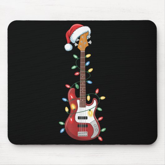 Gitarre Weihnachtsmannmütze Weihnachtsbeleuchtung Mousepad (Vorne)