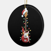 Gitarre Weihnachtsmannmütze Weihnachtslicht Bass P Keramik Ornament (Links)