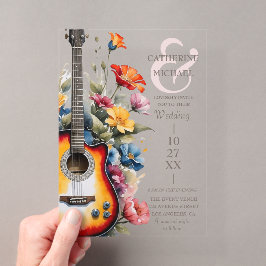 Gitarre Wildblume Ampere und Musikhochzeit Acryleinladungen