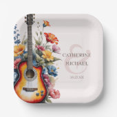 Gitarre Wildblume Ampere und Musikhochzeit Pappteller (Vorderseite)