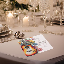 Gitarre Wildblume Ampere und Musikhochzeit Rechteckiger Pappuntersetzer