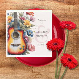 Gitarre Wildblume Ampere und Musikhochzeit Serviette