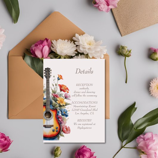 Gitarre Wildblume Musical Country Spring Wedding Begleitkarte