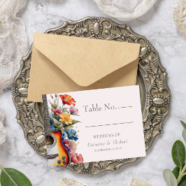 Gitarre Wildblume Musical Country Spring Wedding Platzkarte