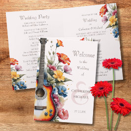 Gitarre Wildblume Musical Country Spring Wedding Programm