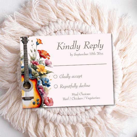 Gitarre Wildblume Musical Country Spring Wedding RSVP Karte