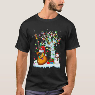 Gitarre X-mas Beleuchtung Weihnachtsmannhut Gitarr T-Shirt
