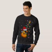 Gitarre Xmas Lighting Matching Weihnachtsmannmütze Sweatshirt (Vorne ganz)