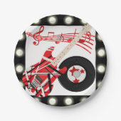 Gitarren-Aufzeichnung und Musiknoten mit heller Pappteller (Vorderseite)