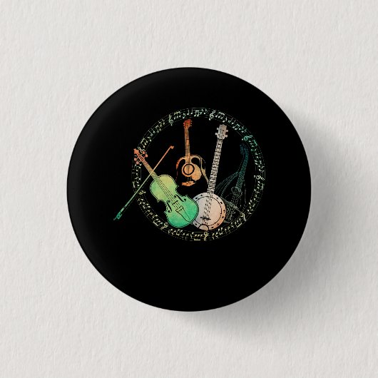 Gitarren Banjos Fiddle Mandolin Colorful Node Musi Button (Vorderseite)