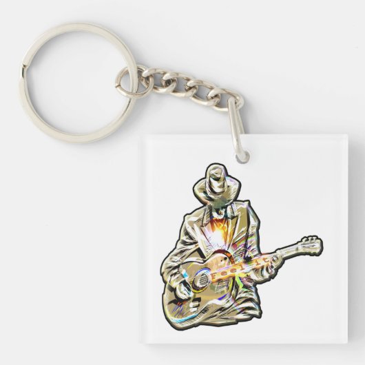 Gitarren Blues Mann - Feel it Schlüsselanhänger (Vorderseite)