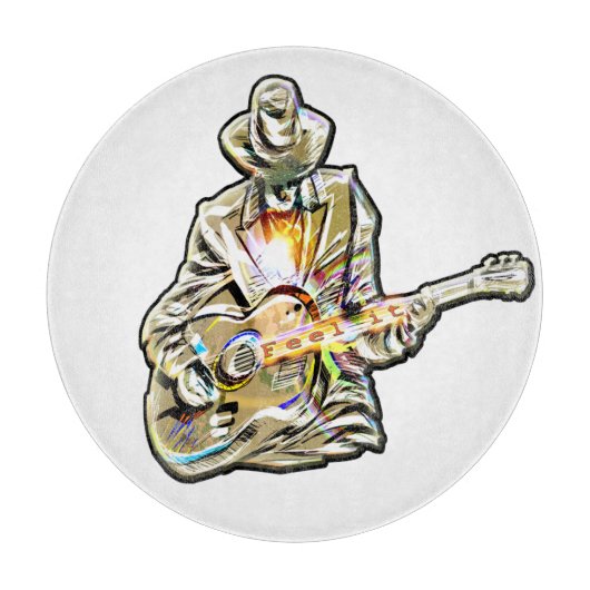 Gitarren Blues Mann - Feel it  Schneidebrett (Vorderseite)