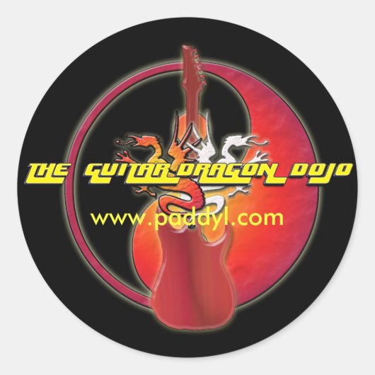 Gitarren-Drachedojo-Aufkleber Runder Aufkleber (Vorderseite)