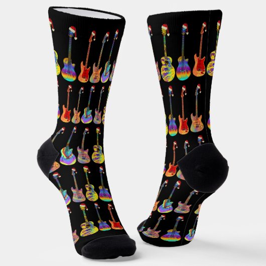 Gitarren farbenfrohe Weihnachten Socken (Gewinkelt)