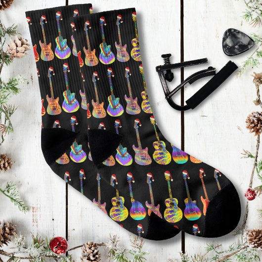 Gitarren Farbiges Weihnachtsmuster Socken