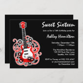 Gitarren-Felsen-Stern-Bonbon 16 Einladung (Vorne/Hinten)