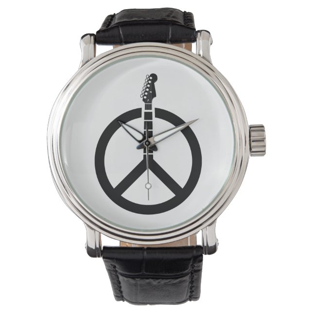 Gitarren-Friedenszeichen Armbanduhr (Vorderseite)