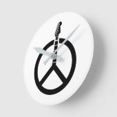 Gitarren-Friedenszeichen Runde Wanduhr (Winkel)