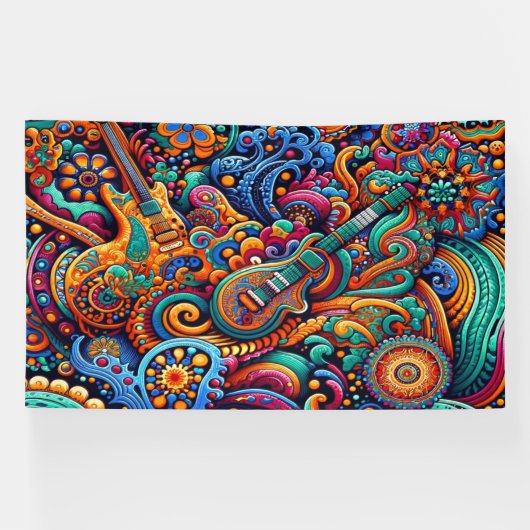 Gitarren im mandala-batik-Stil Banner (Horizontal)