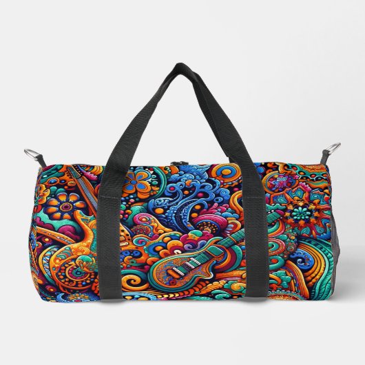 Gitarren im mandala-batik-Stil Duffle Bag (Vorderseite)