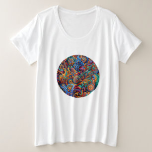 Gitarren im mandala-batik-Stil Große Größe T-Shirt
