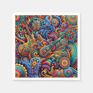 Gitarren im mandala-batik-Stil Serviette
