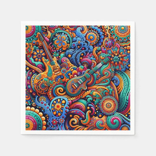 Gitarren im mandala-batik-Stil Serviette (Vorderseite)