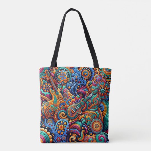 Gitarren im mandala-batik-Stil Tasche (Rückseite)