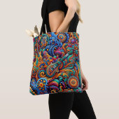 Gitarren im mandala-batik-Stil Tasche (Von Nahem)