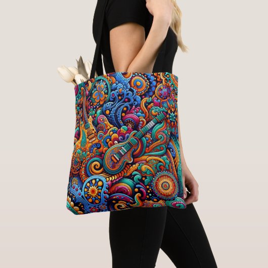 Gitarren im mandala-batik-Stil Tasche (Von Nahem)